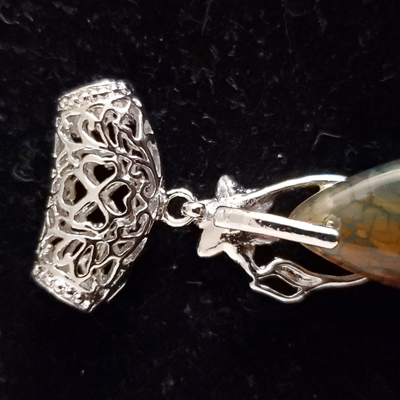 New Amazing Dragon Veins Agate Silver Pendant. - Picture 7 of 10